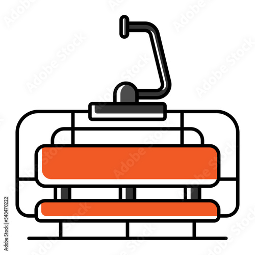 Chairlift back view  vector color omission icon design, Winter Season Element symbol, Snowboarding Equipment Sign, extreme sports stock illustration, Aerial lift Concept