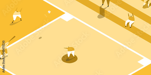 Illustration of People Playing Baseball