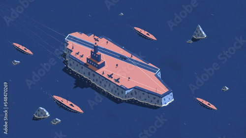 Illusrtation of Aircraft Carrier in the Sea photo