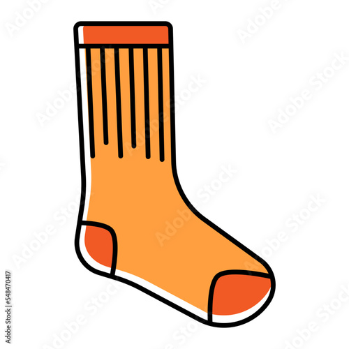 hybrid fabric or wool sox vector color omission icon design, Winter Season Element symbol, Snowboarding Equipment Sign, extreme sports stock illustration, Synthetic blended Socks Concept