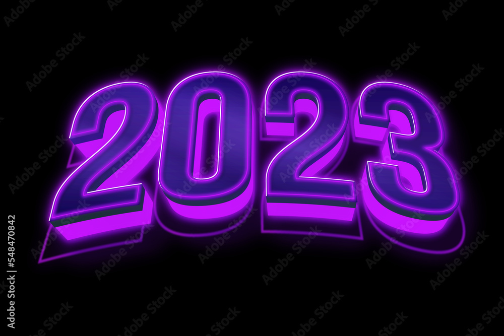 2023 year symbol neon light 3d illustration. 2023 Happy New Year vector holiday in technology sci fi background banner. Numeral 2023 Hitech communication digital business with glowing light. 2023 year symbol neon light 3d illustration. 2023 Happy New Year vector holiday in technology sci fi background banner. Numeral 2023 Hitech communication digital business with glowing light.