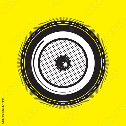 Acoustic Speaker Subwoofer. Retro flat style vector illustration. Contrast Graphic Design