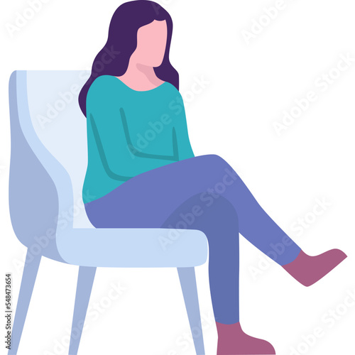 Woman enjoy rest in chair vector icon isolated