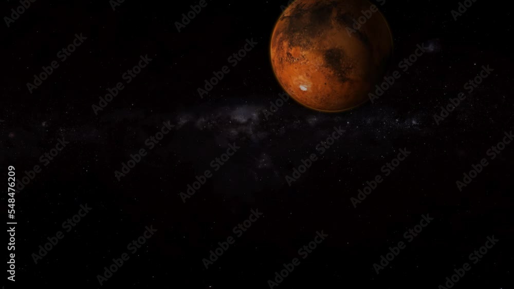 Moving spinning 3d realistic Mars planet on space Moving spinning 3d realistic Mars planet on space