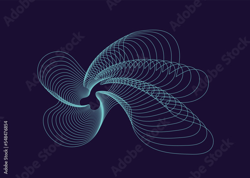 Editable vector of a blue holographic line art