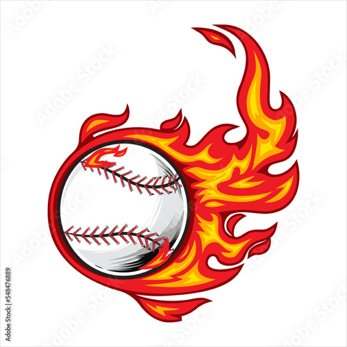 Baseball on fire Vector illustration.