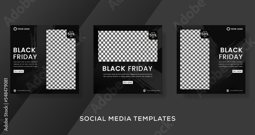 Pack post banner template for kids black friday. premium vector