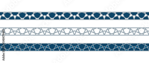 Set of borders of Islamic pattern for Ramadan greetings cards and templates. Vector illustration.