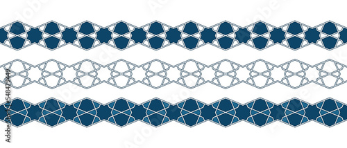 Set of borders of Islamic pattern for Ramadan greetings cards and templates. Vector illustration.