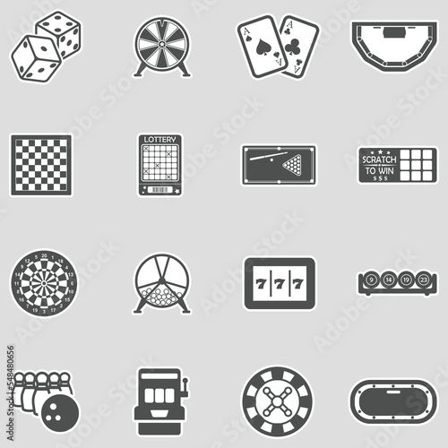 Entertainment Icons. Sticker Design. Vector Illustration.