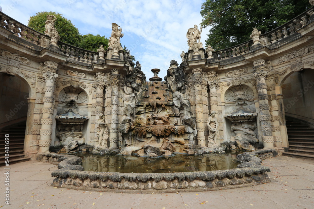 Baroque fountain in the courtyard of the Zwinger Saxony