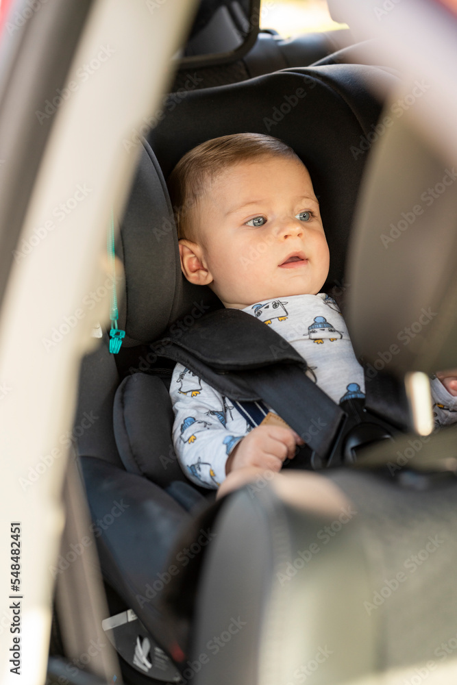 Baby in the car seat with security belt Baby in the car seat with security belt