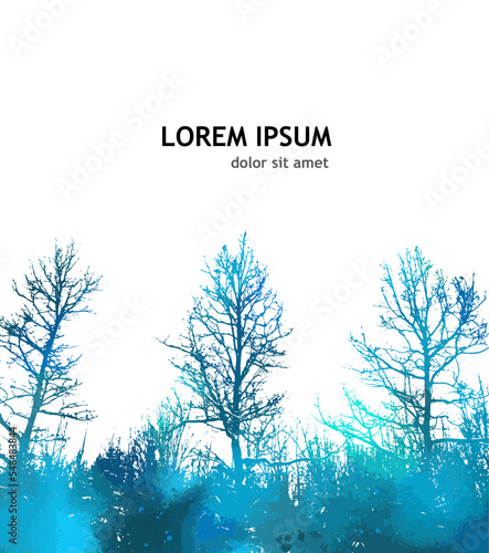 Blue spruce panorama. Vector illustration