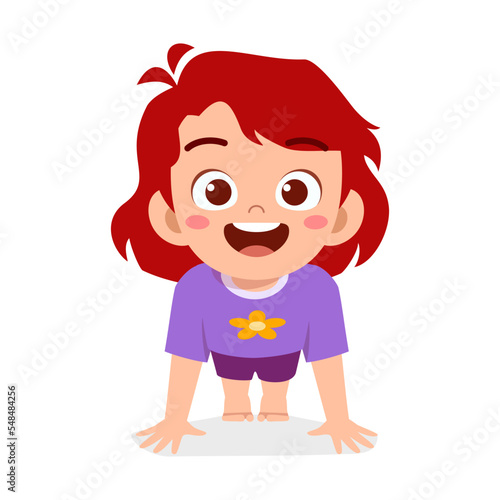 little kid do exercise named push up