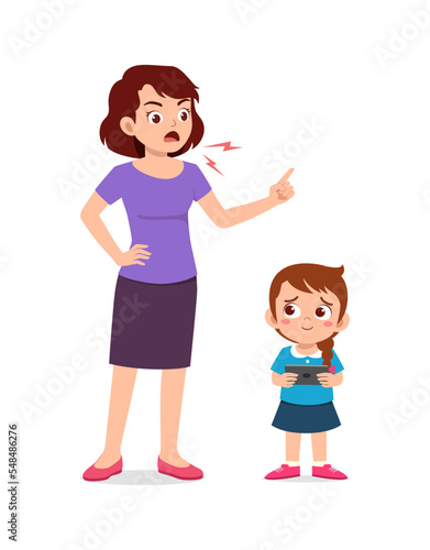 mother angry to kid because of smartphone addiction