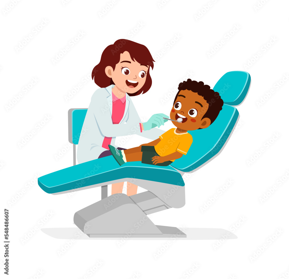 little kid go to dentist for cleaning tooth