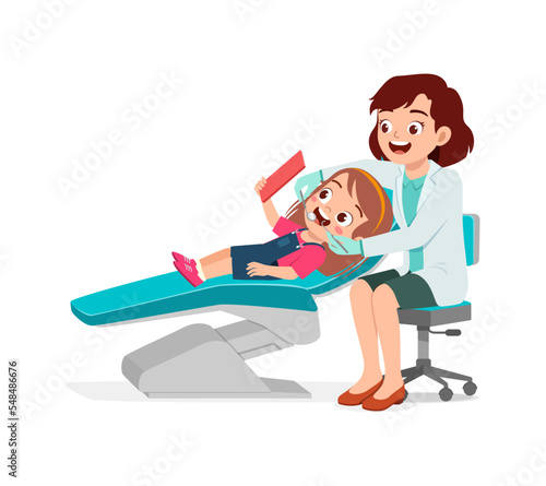 little kid go to dentist for cleaning tooth