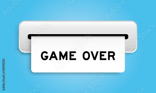 White coupon banner with word game over from machine on blue color background