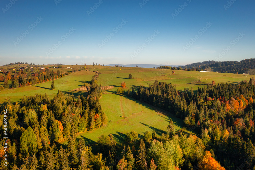 Autumnal scenery under the Tatra Mountains, Lapszanka. Poland