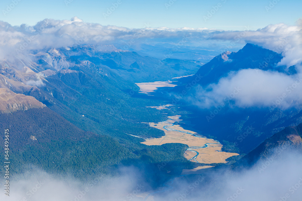 Fototapeta premium Fiordland National Park landscape from the Airplane