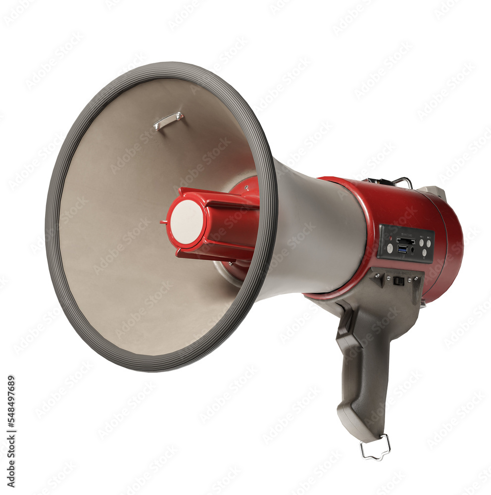 Electronic megaphone isolated on white background with Clipping Path