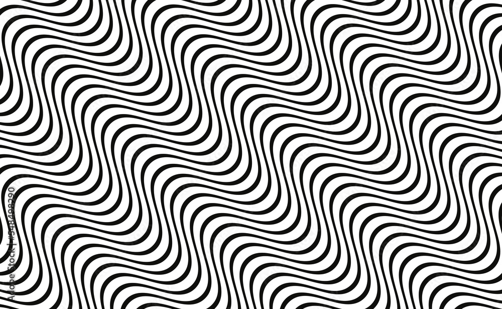 Abstract curve wavy background. Minimal black patterns with wavy lines are isolated on white background.