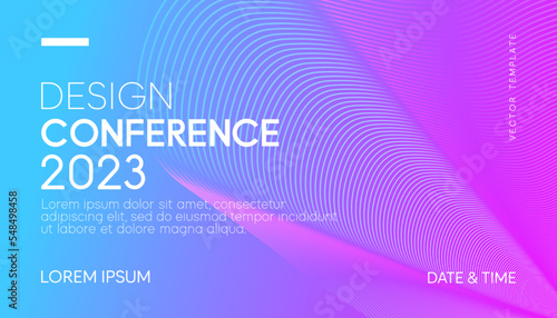 Abstract modern business conference design template with gradient line effect. Dynamic flyer layout. Vector, 2023