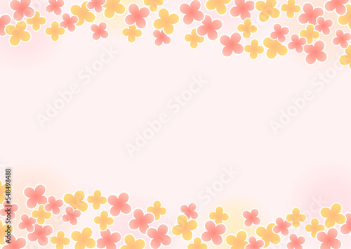 背景　花畑の枠　ピンク