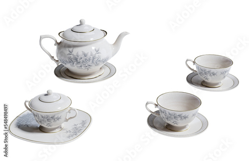 Photography ceramic vintage tea pot isolated on white background