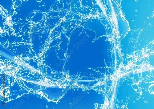 Abstract background of blue waves and splashes