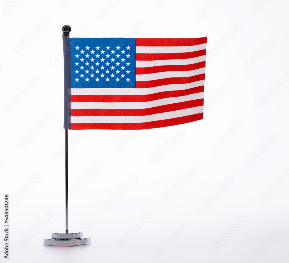 Fototapeta premium American table flag on white background