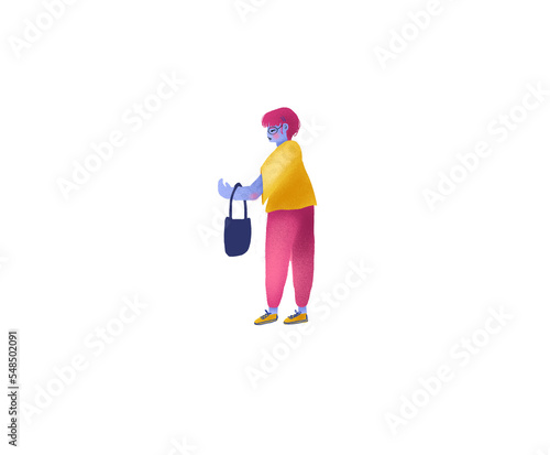 Mujer con cartera en el brazo