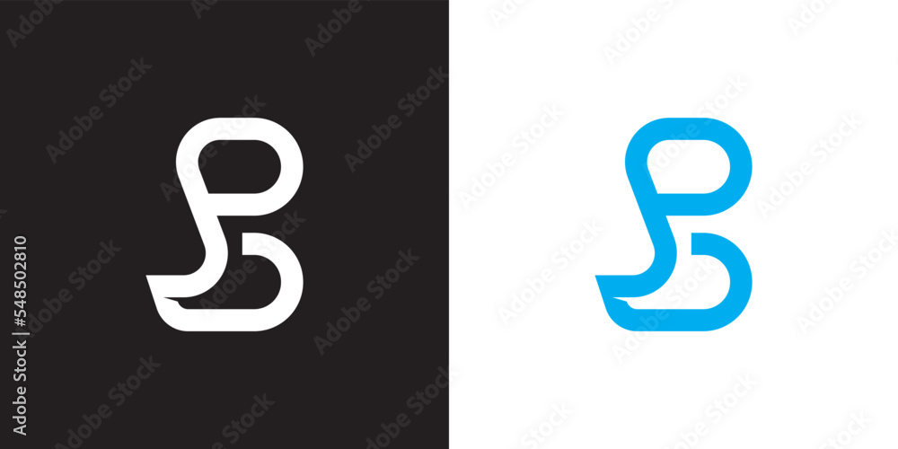 Minimal SB logo. Icon of a SB letter on a luxury background. Logo idea