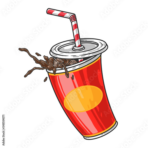 Cup soda colorful vintage logotype