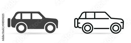 Car icon SUV. Flat and line icon. Transport concept. Vector illustration isolated on white background.