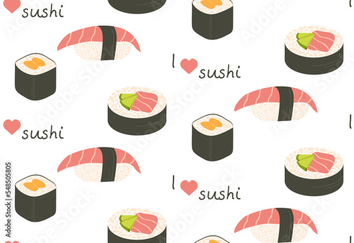 Seamless vector pattern I love sushi