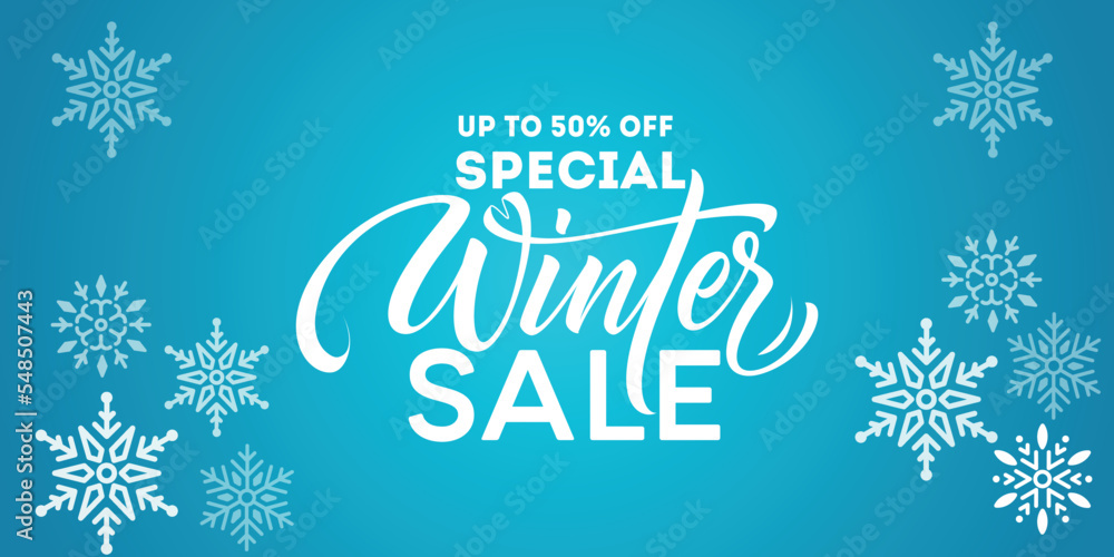 Winter sale banner.Special Offer Banner.Snowflake Background

