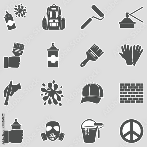 Graffiti Icons. Sticker Design. Vector Illustration.