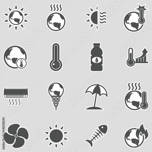Heatwave Icons. Sticker Design. Vector Illustration.