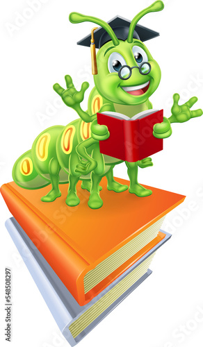Book Worm Caterpillar Reading Cartoon © Christos Georghiou