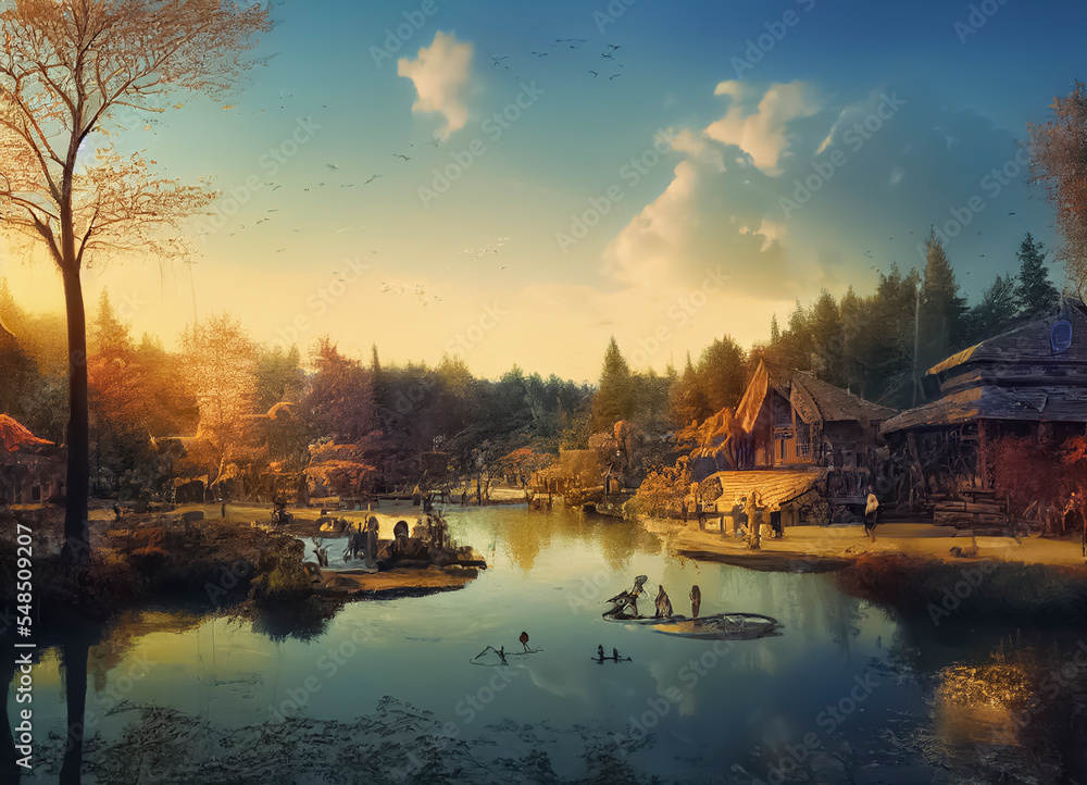 small village in the middle of the forest. small village in the middle of the forest.