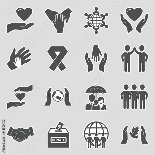 Kindness Icons. Sticker Design. Vector Illustration.