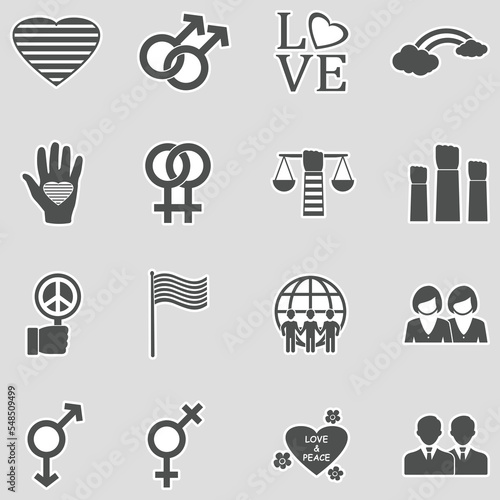 LGBT Icons. Sticker Design. Vector Illustration.