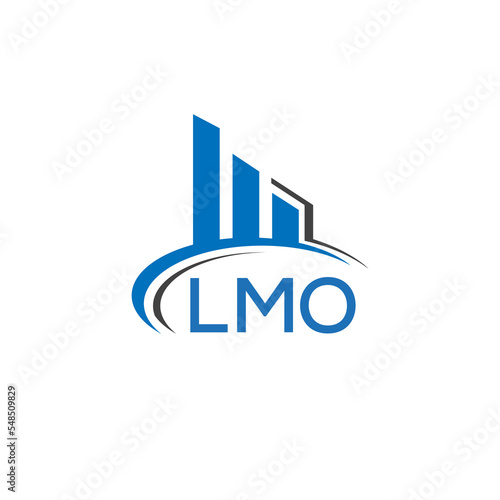 LMO letter logo. LMO blue image. LMO Monogram logo design for entrepreneur and business. LMO best icon.	
