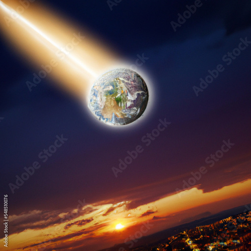 Fototapeta meteorite hitting the earth 