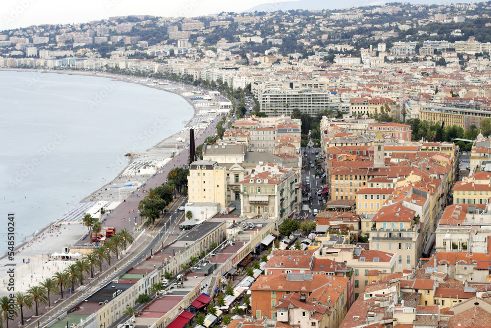 Coastline of Nice, view from the castle, French Riviera
