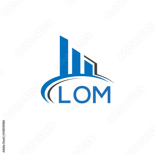 LOM letter logo. LOM blue image. LOM Monogram logo design for entrepreneur and business. LOM best icon.	
