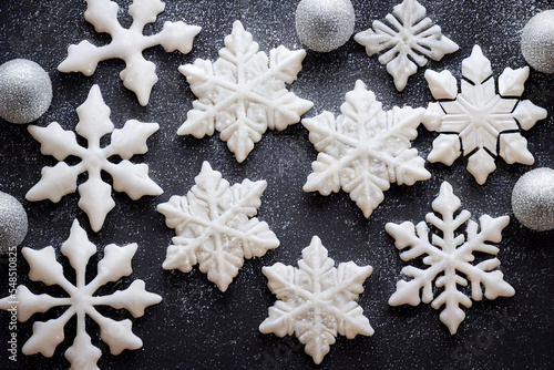 Christmas snowflake on black background