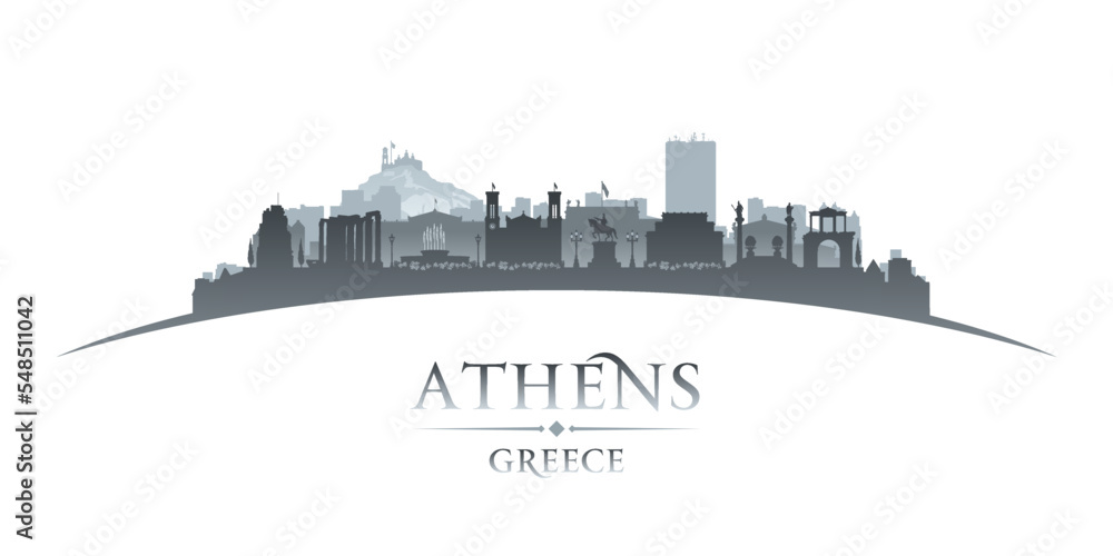 Athens Greece city silhouette white background