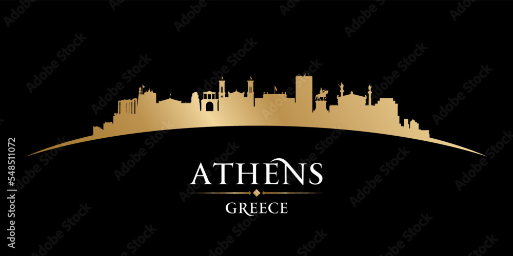 Athens Greece city silhouette black background